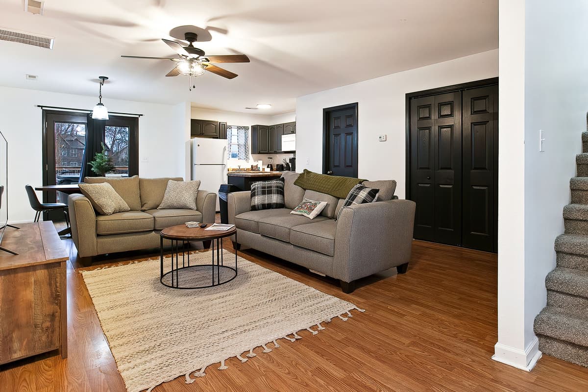 Enjoy an inviting open-concept living space with comfortable seating and plenty of room to relax, gather, and spend quality time together.