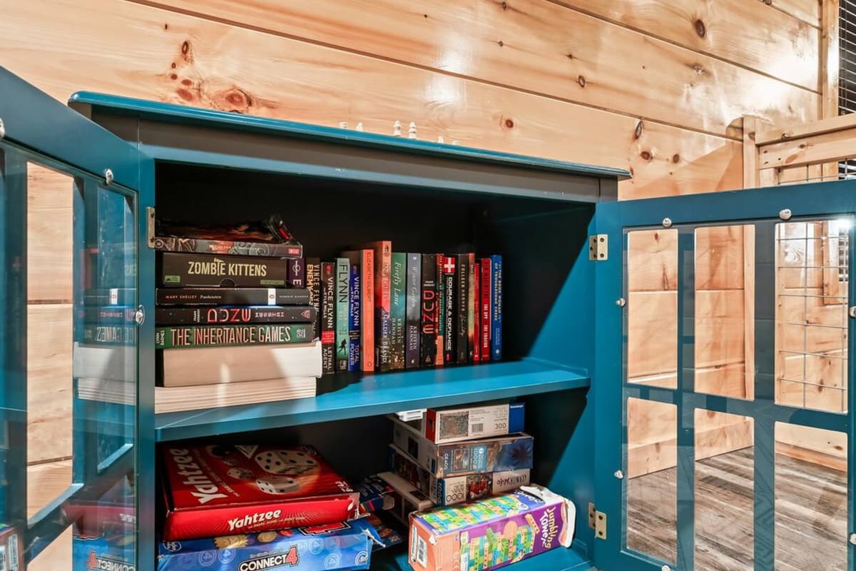 Keep the fun going with a cabinet filled with board games for guests of all ages.