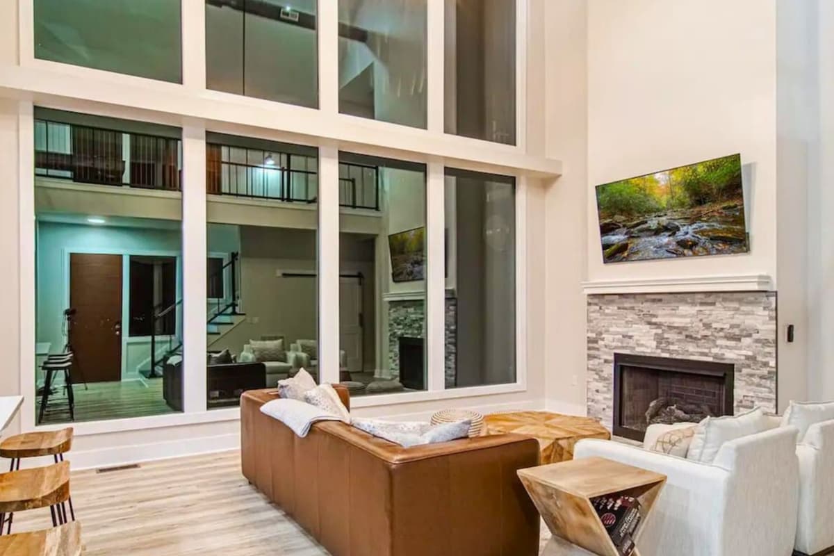 The TV is ready for movie nights, catching up on your favorite shows, or a little downtime. Gather around the fireplace and enjoy a warm, inviting atmosphere.