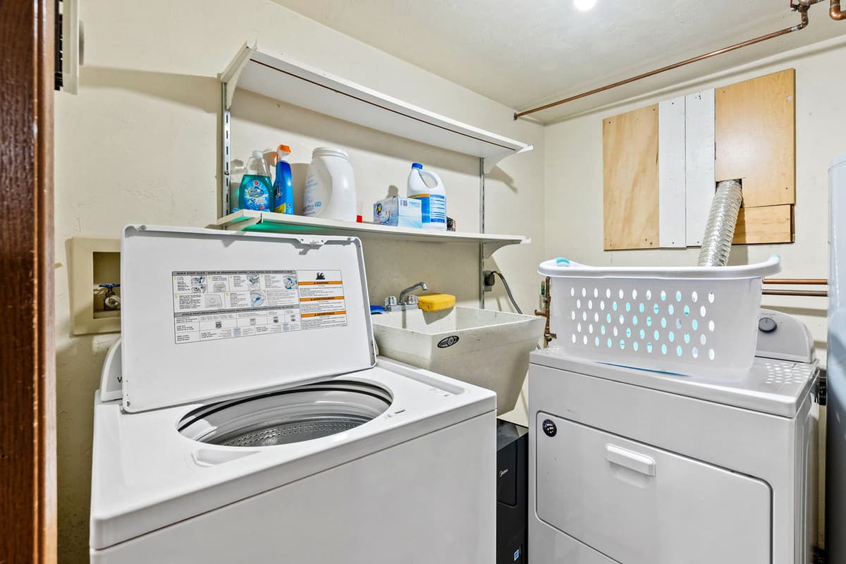 A convenient washer and dryer are available in the home for guests to use during their stay.