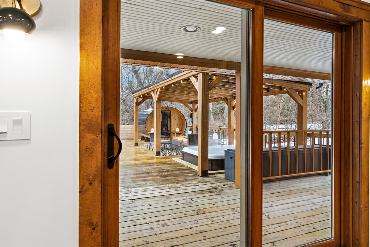 Step onto your private deck and into a spa-like outdoor retreat, nestled among mature trees for ultimate privacy and serenity.