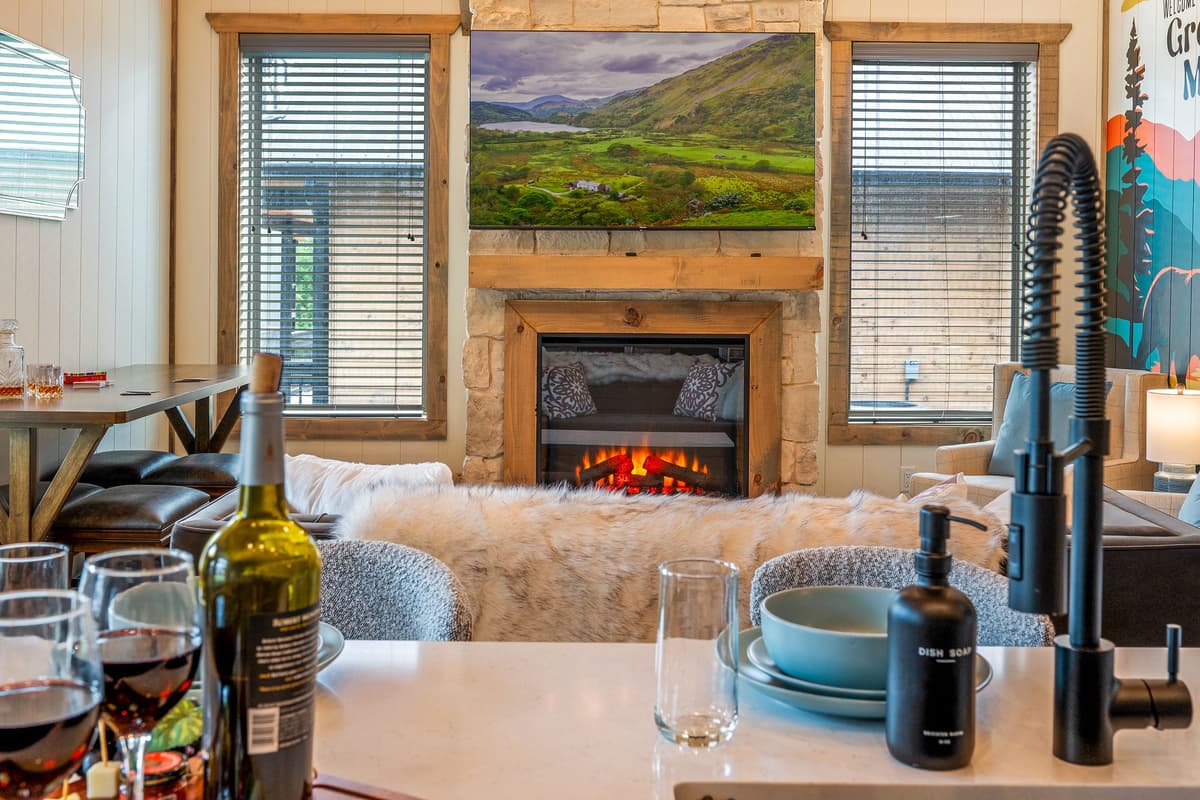 The kitchen island naturally becomes a favorite gathering spot during your stay.