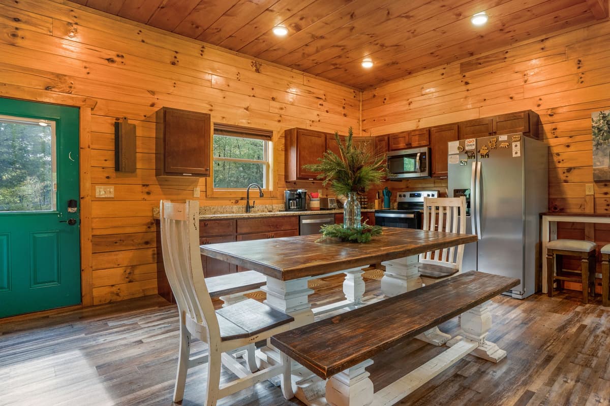 The open-concept layout keeps everyone connected while meals are being prepared. It’s the perfect space to cook, dine, laugh, and create wonderful vacation memories together.
