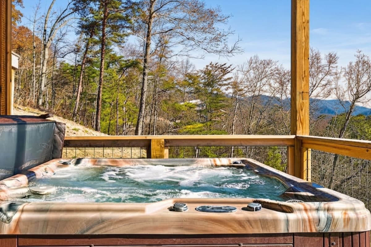 Unwind in the hot tub while taking in beautiful mountain views all around you.