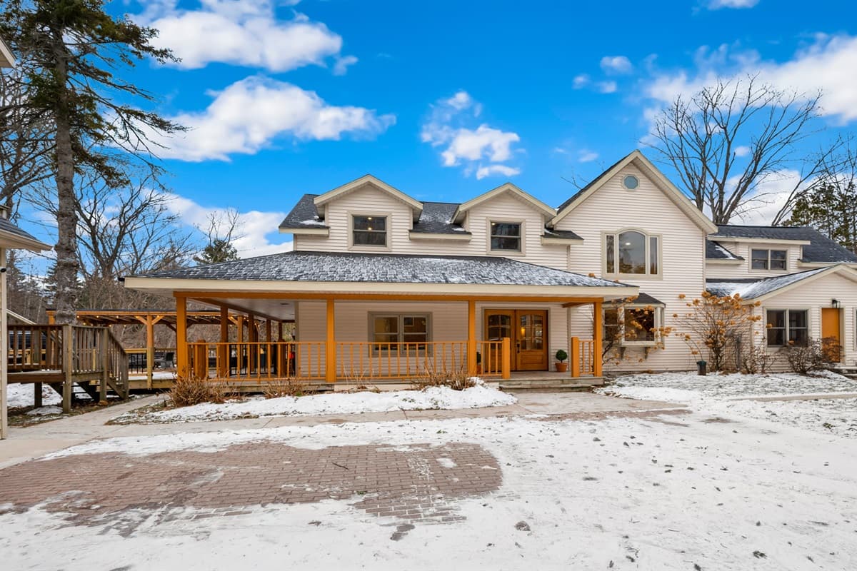 During the winter months, this home transforms into a cozy, snow-capped retreat.