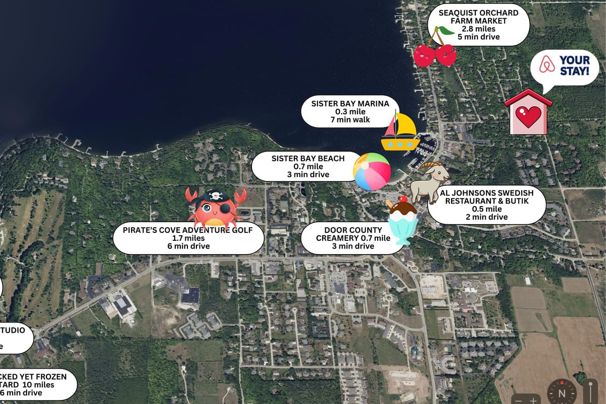 We’ve put together a local attractions map to help you discover some of our favorite spots nearby. Whether you’re looking for a relaxing day by the water, a fun family outing, or a taste of Door County, you’re never far from your next adventure.