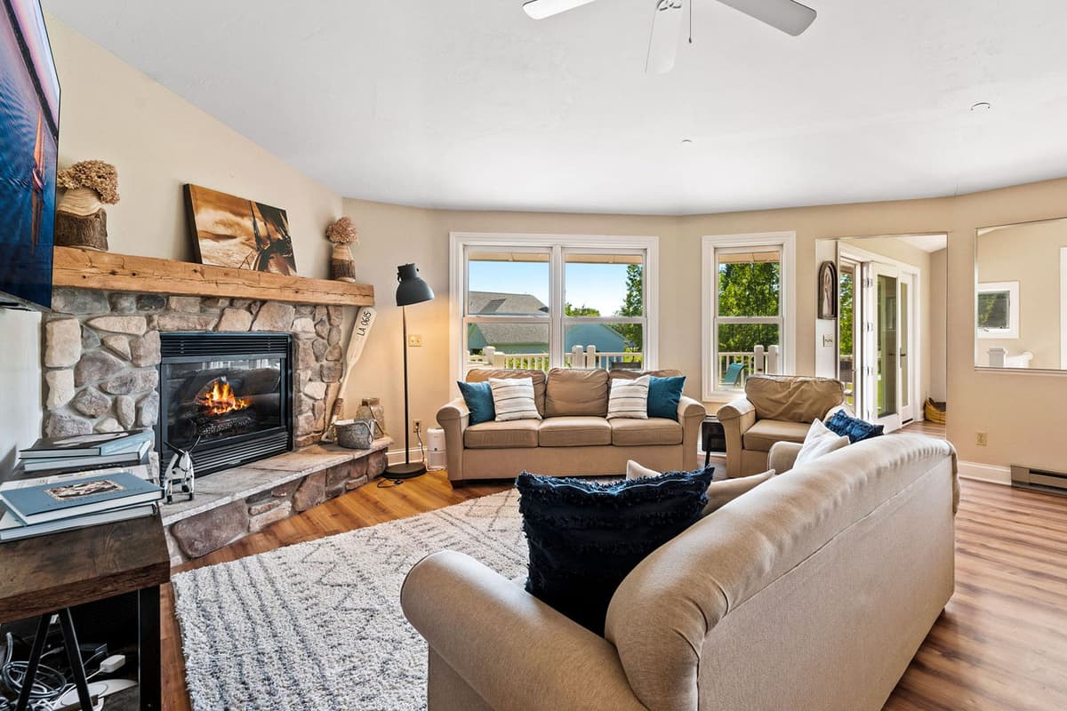 Curl up by the fire while enjoying your favorite shows or movies.