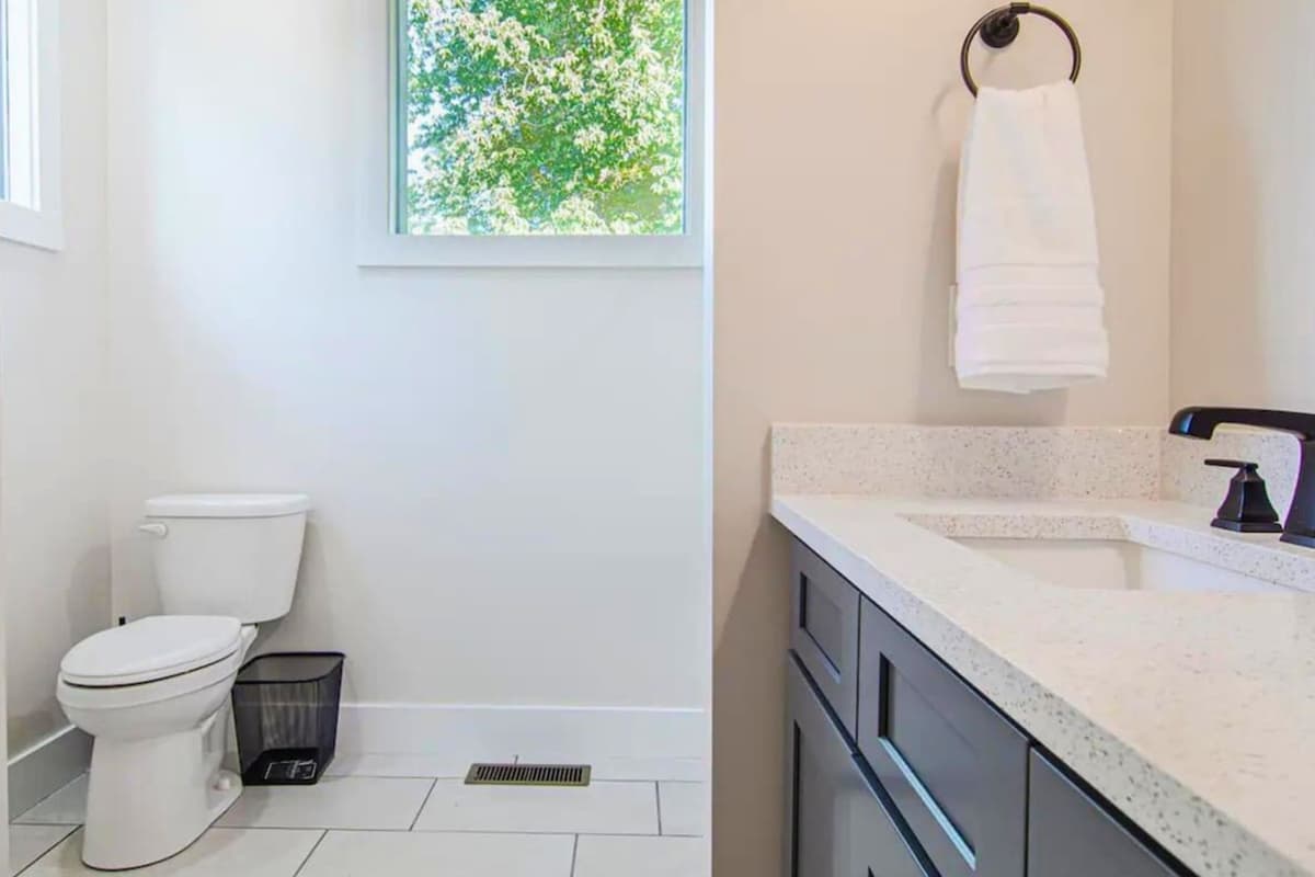 Clean, bright, and convenient, it’s a relaxing space to get ready for the day or wind down in the evening.