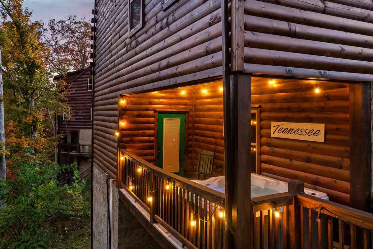 Unwind in the relaxing hot tub right on the deck, surrounded by the peaceful beauty of the Smoky Mountains.