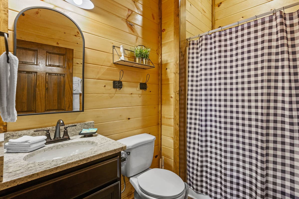 Enjoy the convenience of having a bathroom located right next to the main-level queen bedroom. 🚿