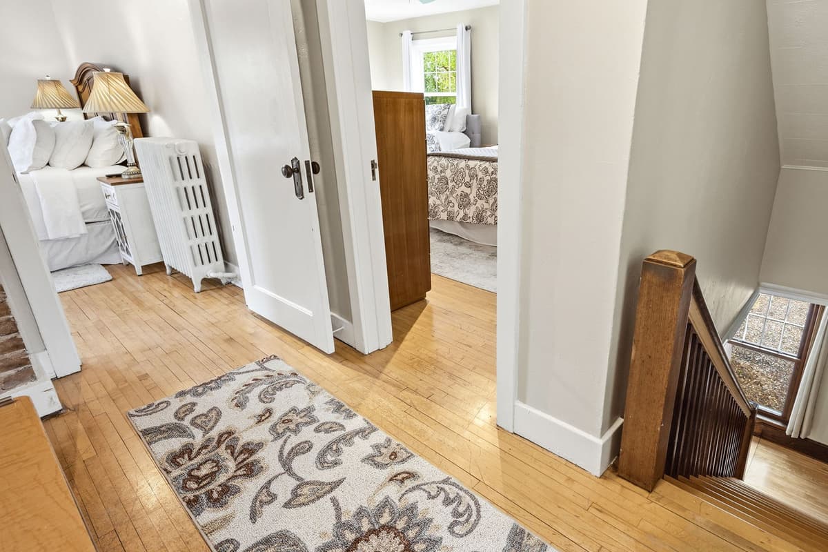 Head upstairs to discover two comfortable bedrooms, offering a peaceful retreat for a restful night’s sleep.