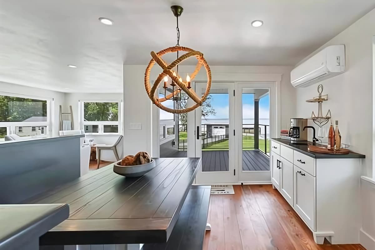 Start your mornings in the cozy breakfast nook, the perfect spot to enjoy a quiet meal or cup of coffee. A convenient coffee station is nearby, making it easy to brew your favorite drink and ease into the day before heading out to explore.