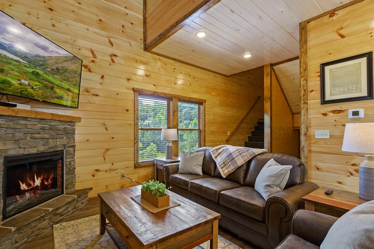 The spacious seating area gives everyone a comfortable place to unwind together.