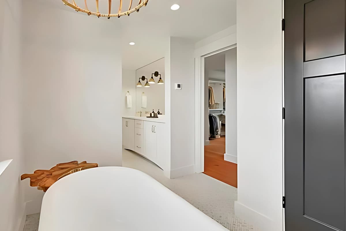 Thoughtful finishes and a comfortable layout make this bathroom both stylish and functional.