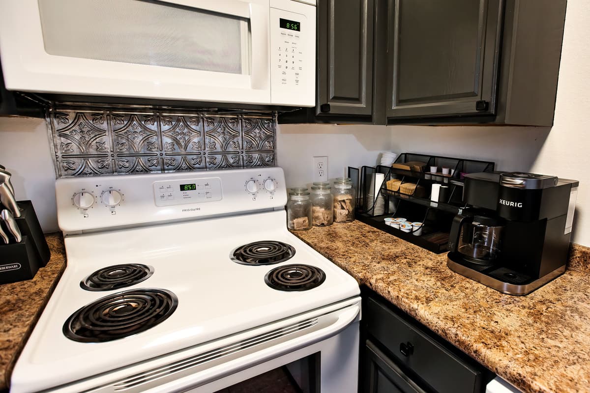 Enjoy modern appliances for everything from quick breakfasts to family dinners.