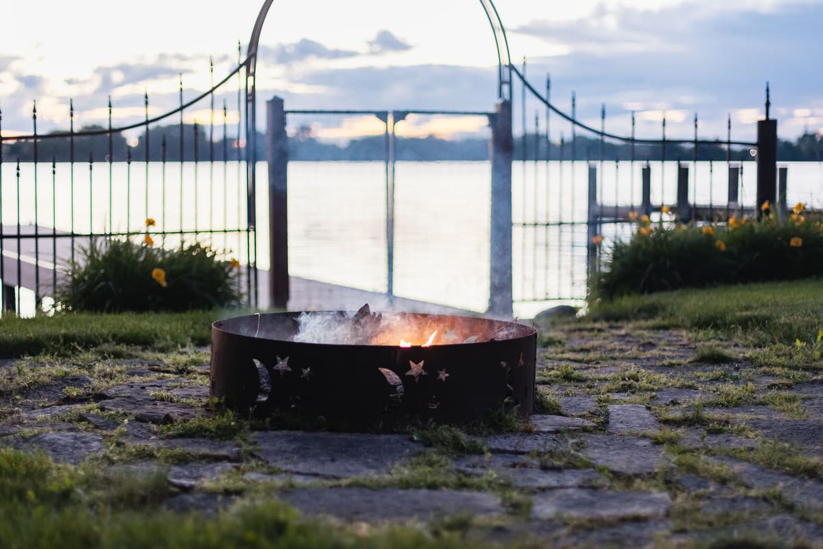 The outdoor firepit is a wonderful spot to spend time together after a day of exploring Menasha.