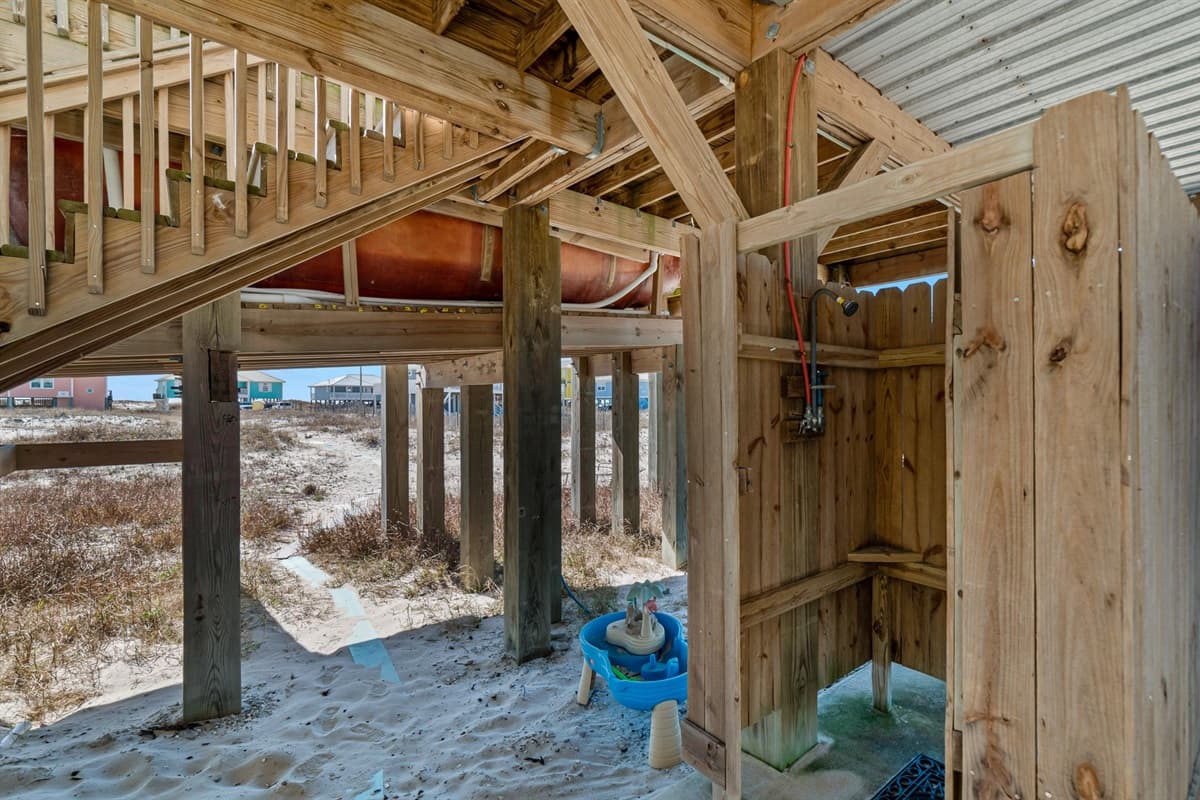 Rinse off the sand and sun in our convenient outdoor shower, a perfect way to refresh after a day at the beach.