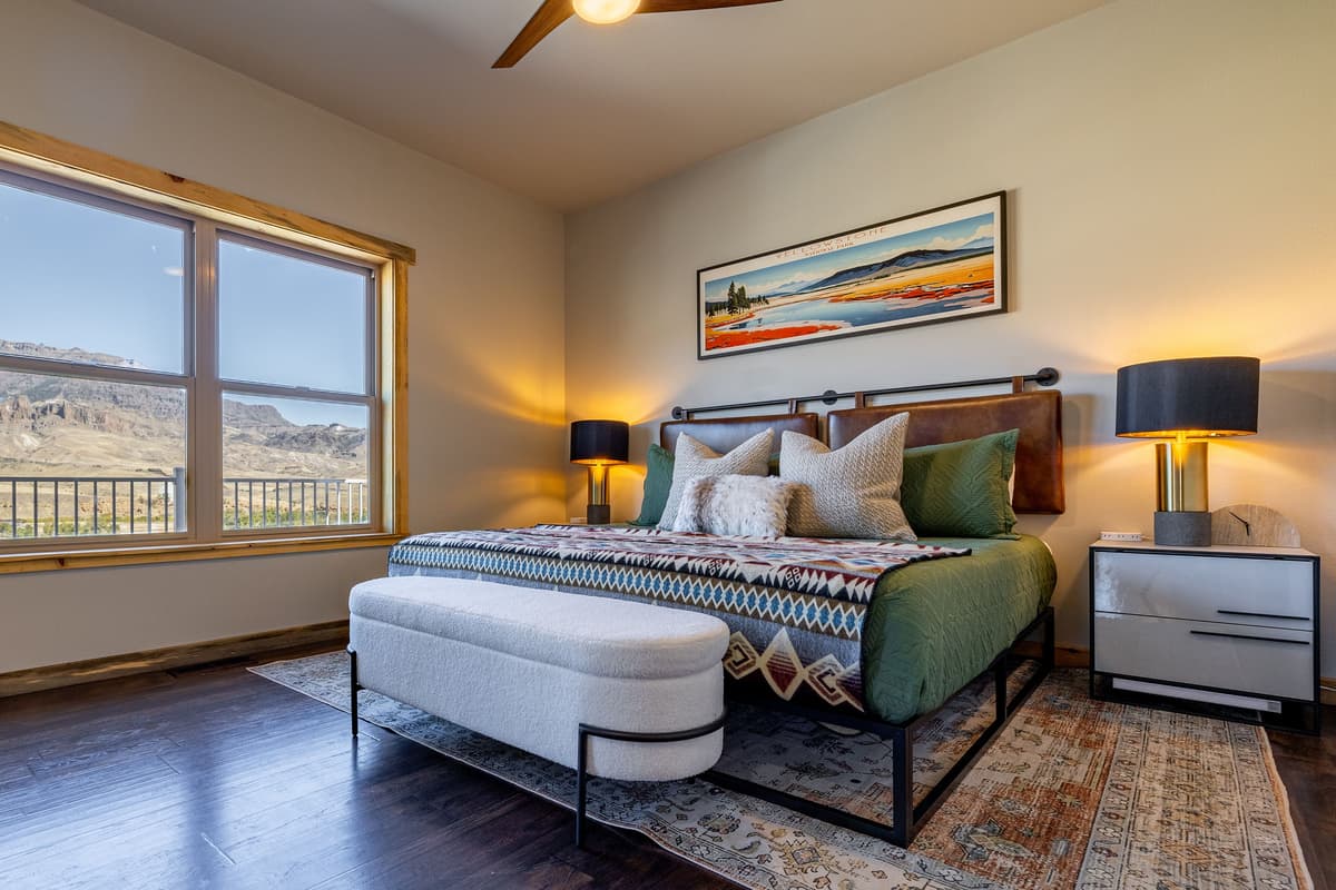 Rest easy in a spacious king bedroom designed for comfort and relaxation.