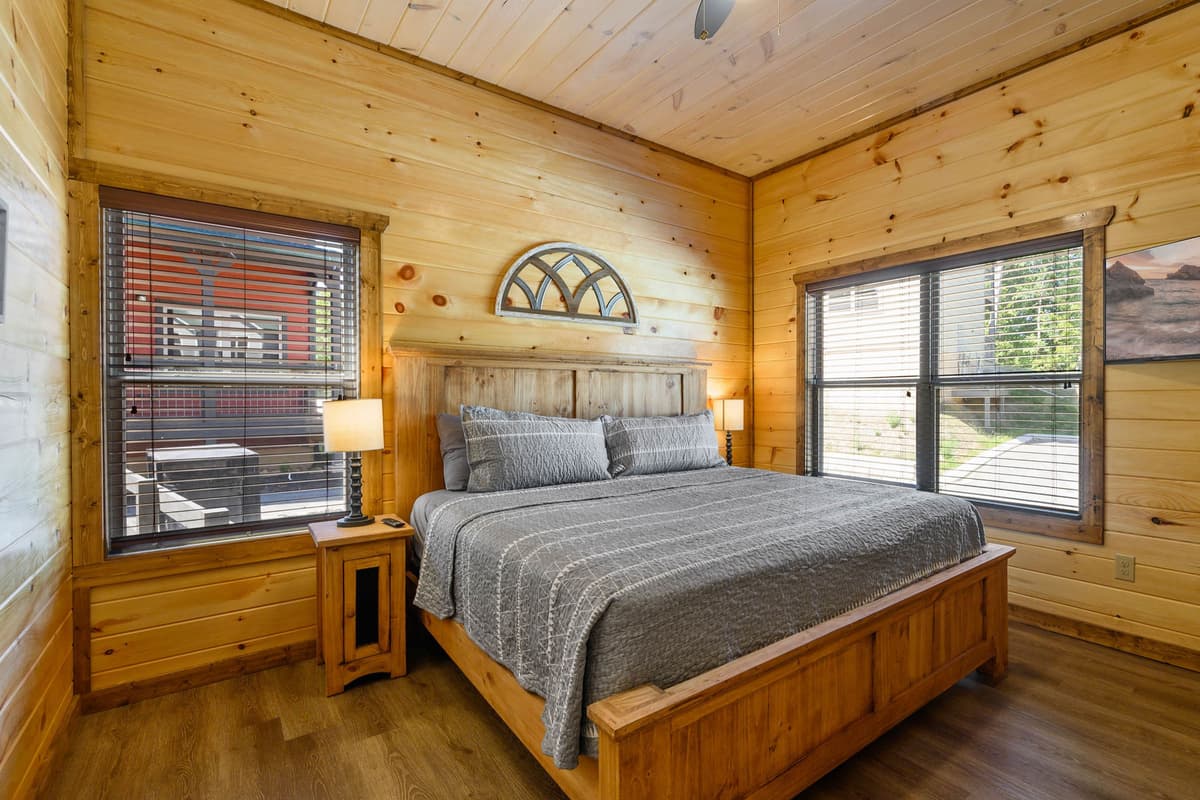 Enjoy a peaceful night’s sleep in the cozy main-level queen bedroom.