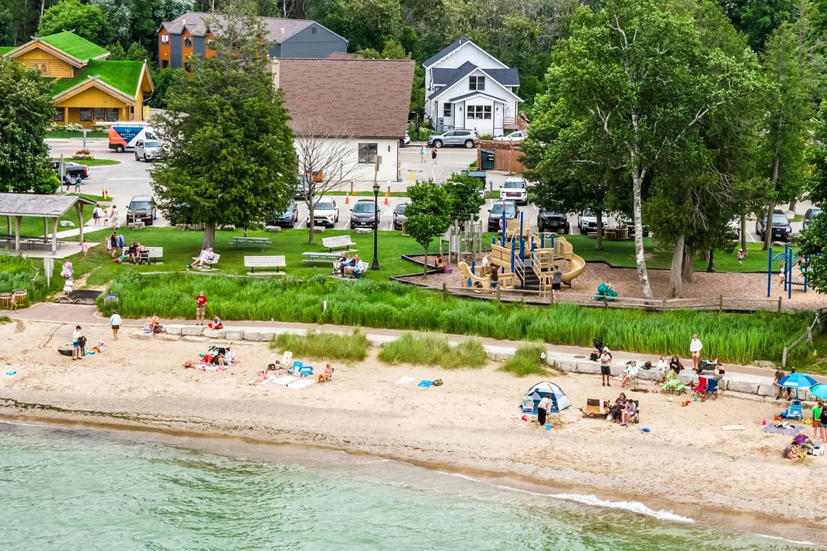 Sister Bay Beach is just steps away from the property, making it easy to enjoy the beautiful waterfront whenever you like.