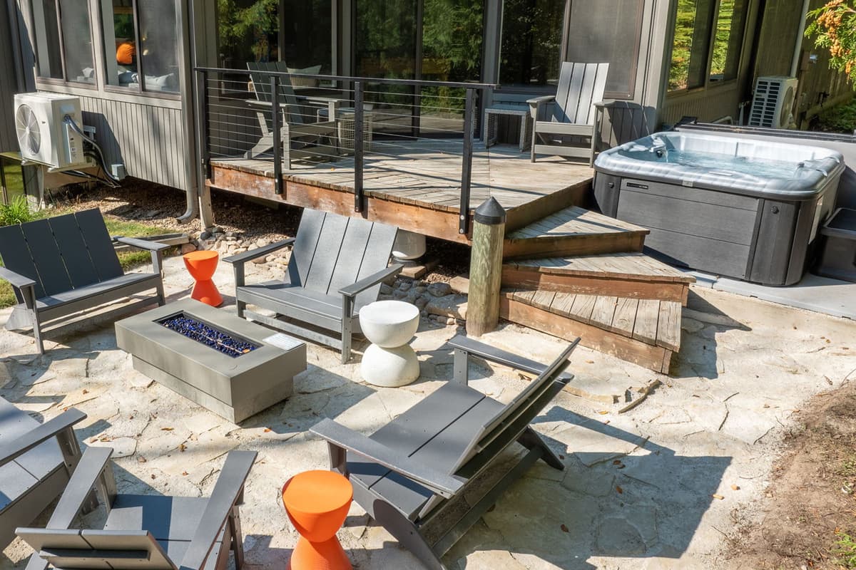 Step outside to the backyard deck, where a relaxing hot tub awaits.