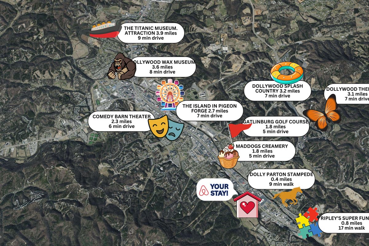 Plan your Smoky Mountain adventure with our local map of nearby attractions!