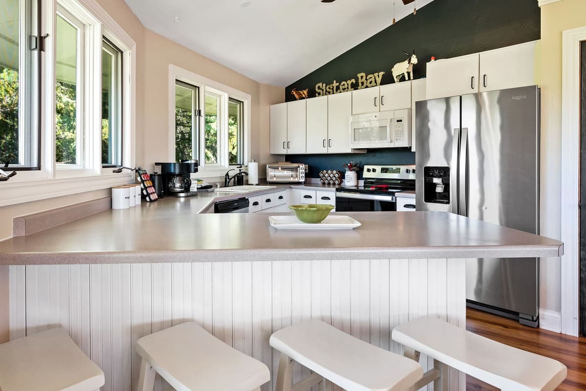 Enjoy a welcoming kitchen with convenient bar seating for casual meals and conversation.