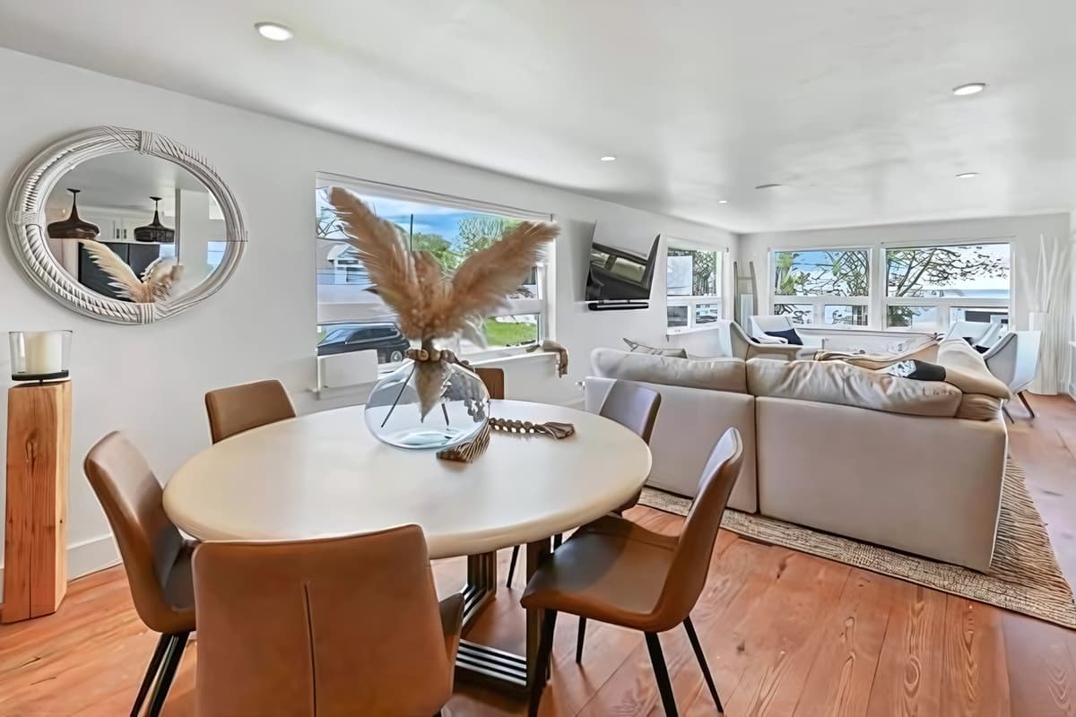 Gather around the inviting dining area and enjoy meals together in a comfortable setting.