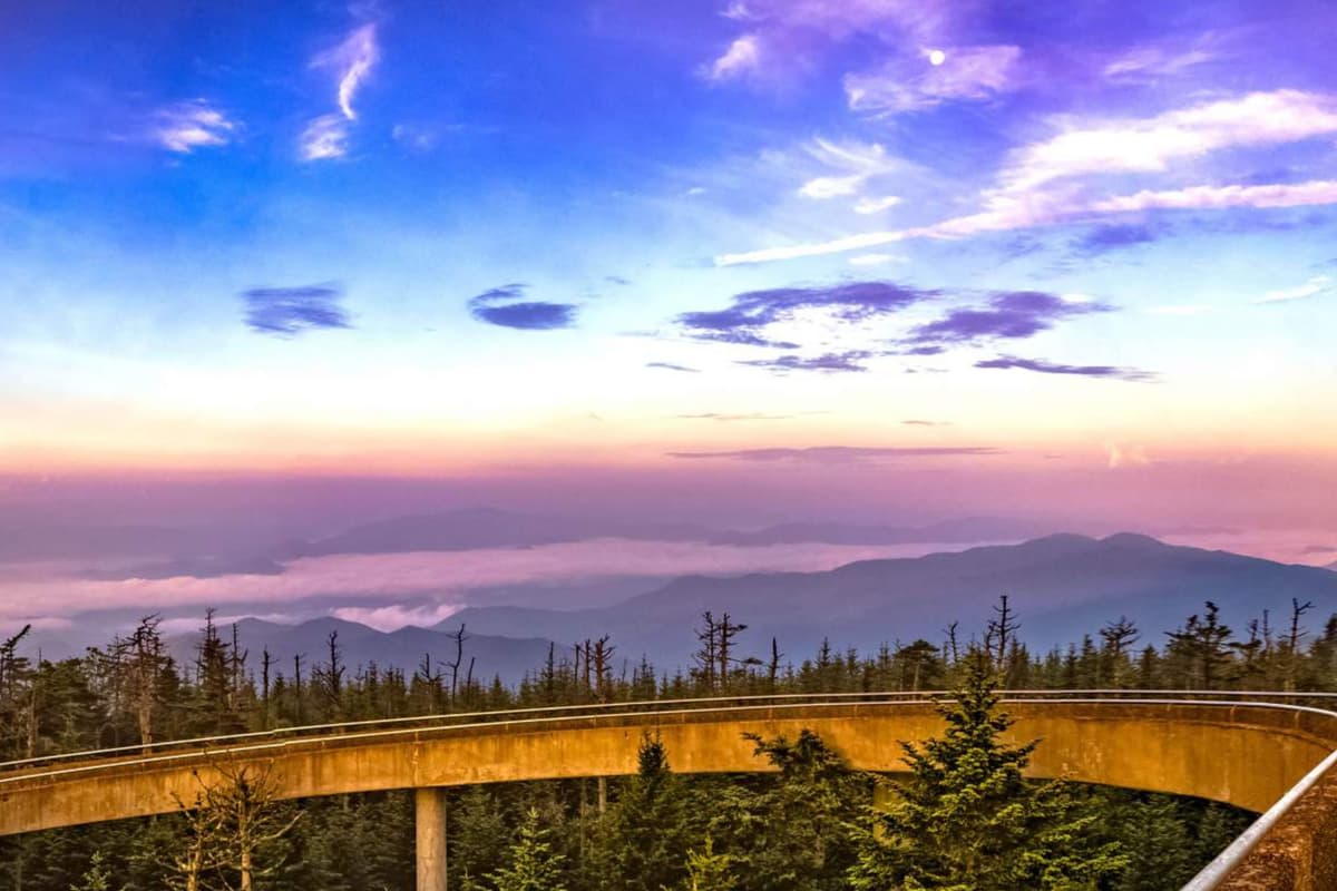 Take in the breathtaking beauty of Clingmans Dome, the highest point in the Great Smoky Mountains National Park.