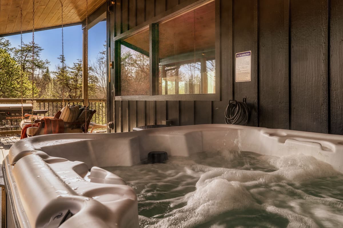 Whether you’re soaking beneath the stars in the evening or enjoying a peaceful moment outdoors, the hot tub is the perfect place to relax, recharge, and make the most of your Smoky Mountain getaway.