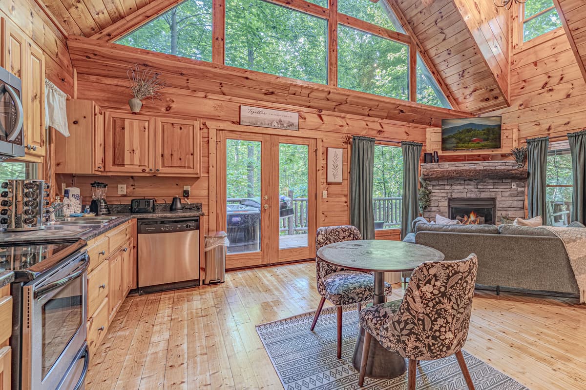 Enjoy a quiet meal together at this cozy dining table for two.