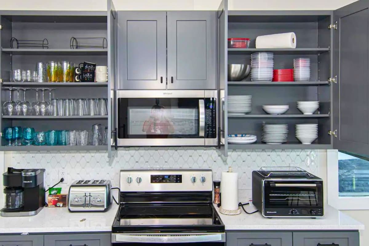 The spacious layout makes meal prep easy while keeping everyone connected to the main living area.