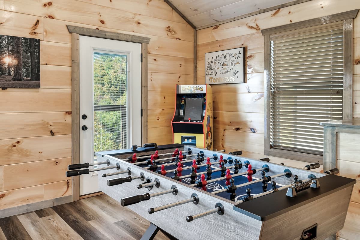 Head upstairs to the game room for some friendly competition with foosball and a classic Pac-Man arcade.