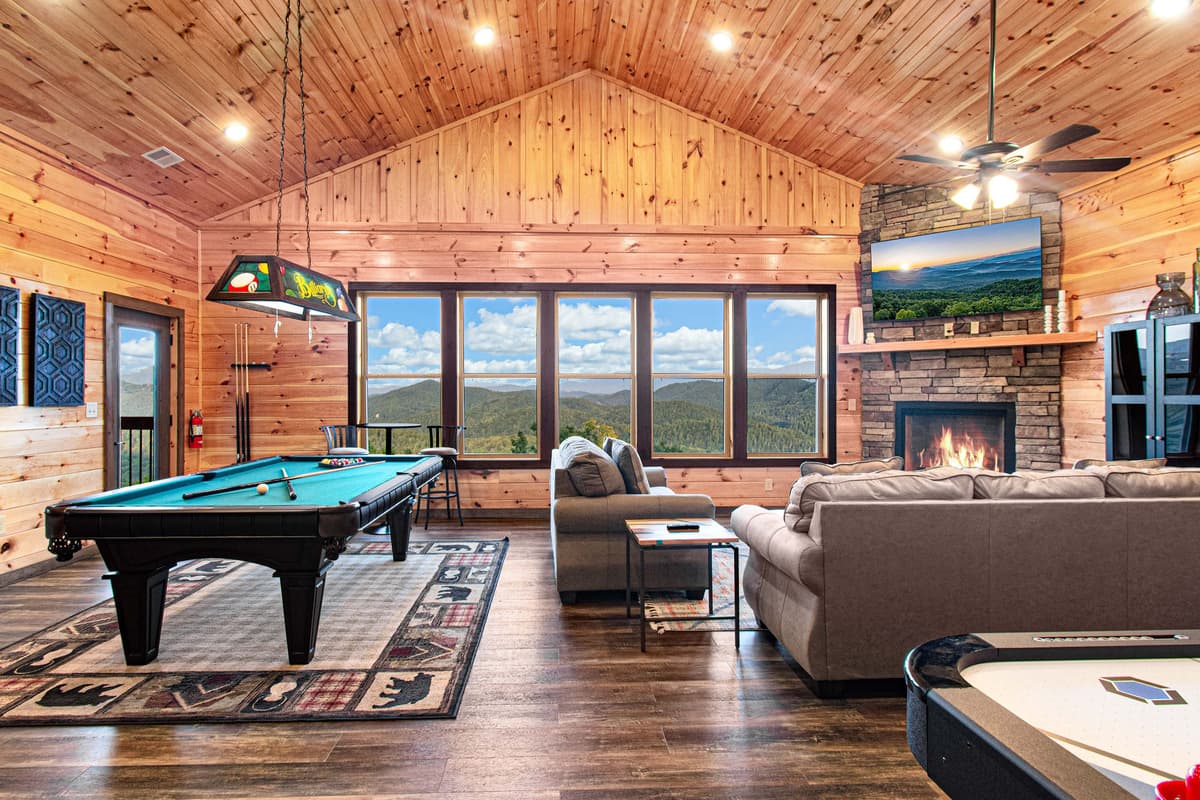 Upstairs, guests will find a second living room offering even more space to relax and enjoy time together.