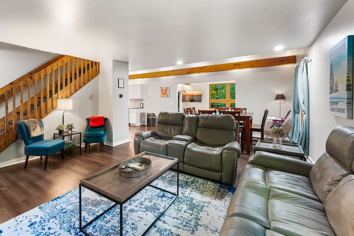 The open-concept layout makes it easy to stay connected with everyone while relaxing. 