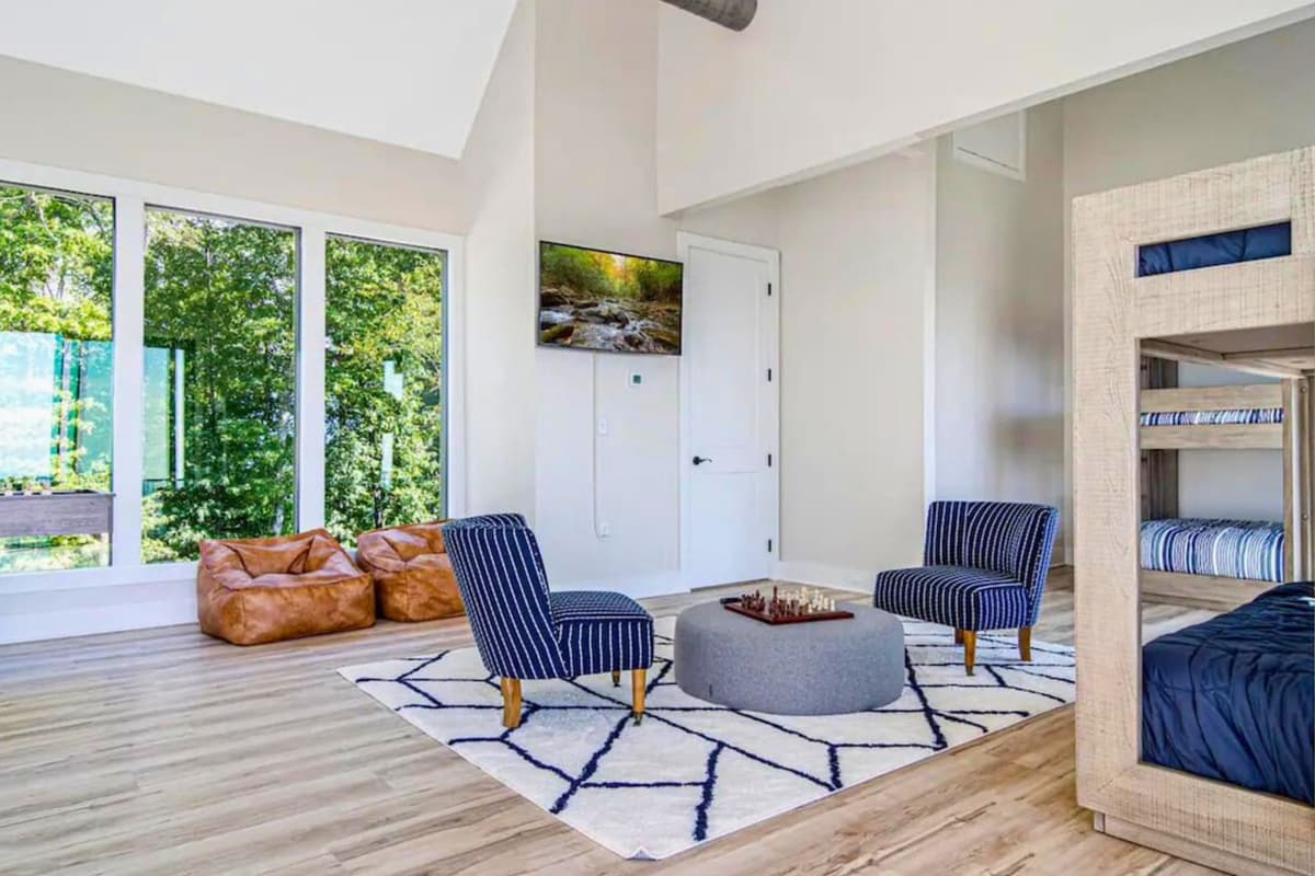 The spacious loft bedroom is a fun and comfortable retreat with plenty of room for everyone to spread out.