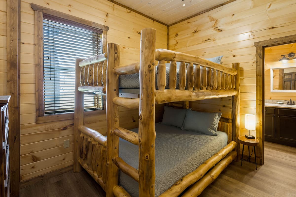 With two spacious queen beds, this room is perfect for families or friends traveling together. The bunk-style setup adds a fun touch while maximizing sleeping space.