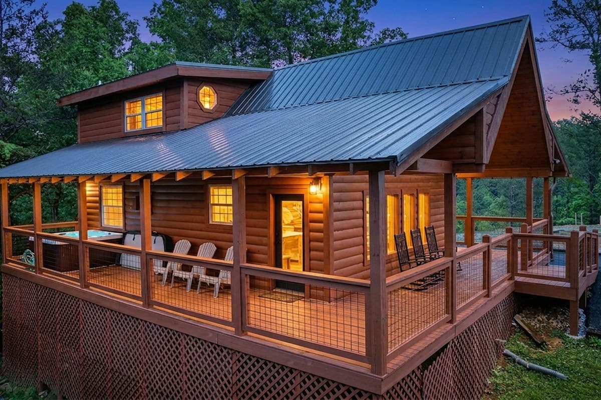 Twilight brings a little extra magic to this peaceful mountain escape.