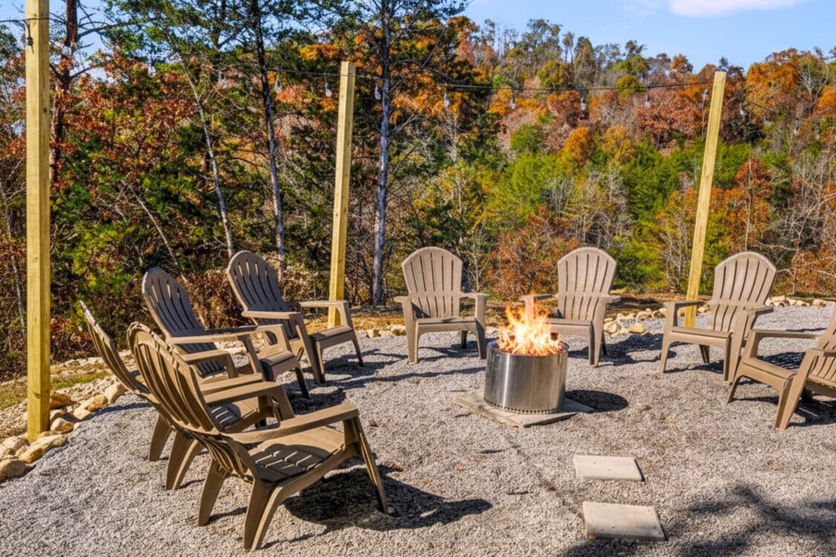 Gather around the firepit and take in beautiful mountain views as you relax beneath the open sky.