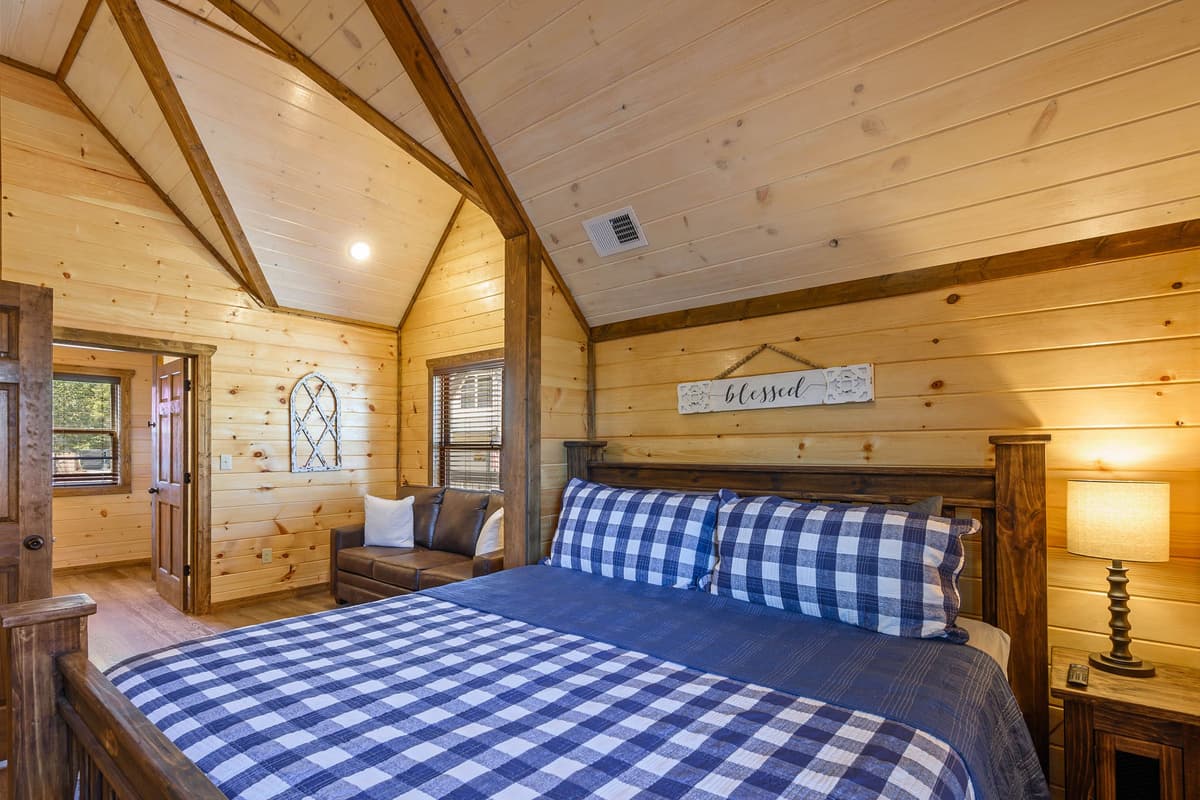 Soft bedding and a cozy atmosphere make settling in for the night effortless.