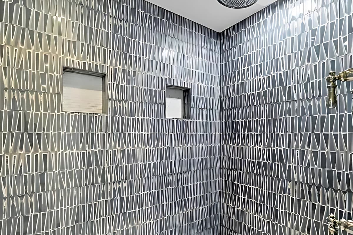 A spacious walk-in shower provides a refreshing option for getting ready each morning.