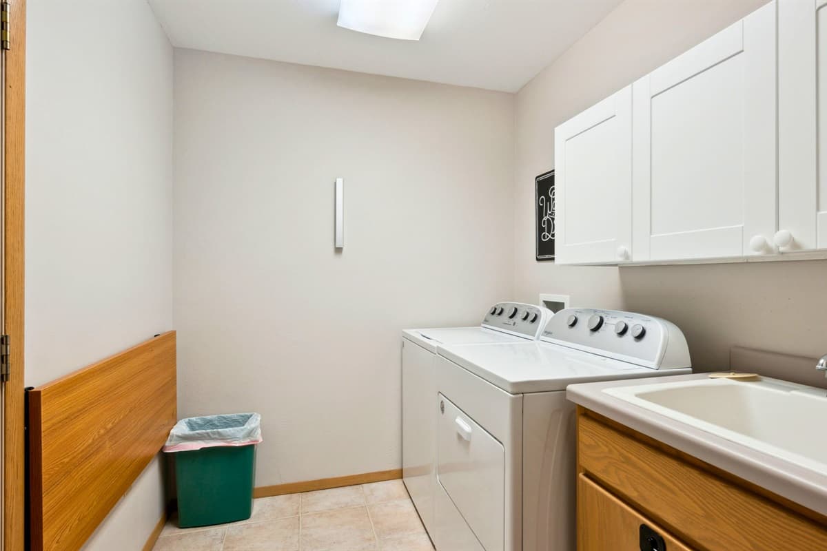 Enjoy the convenience of in-home laundry with a full-sized washer and dryer.