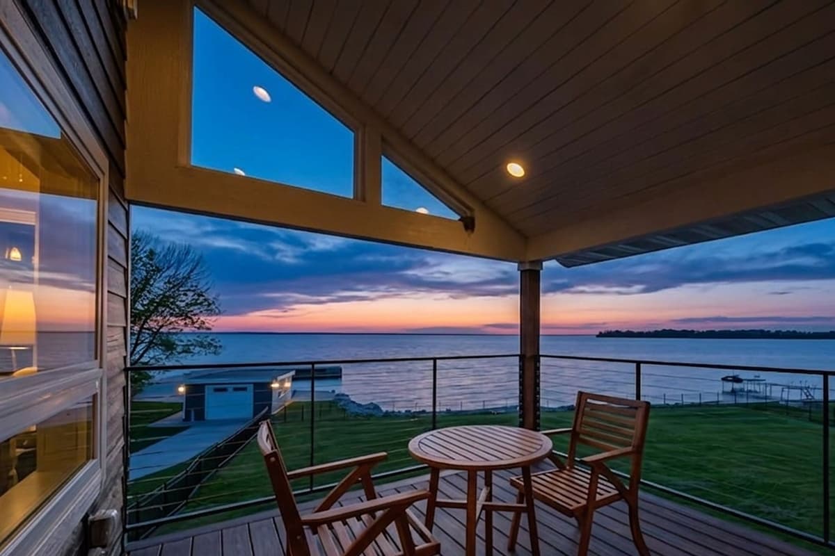 Take in stunning water views from the private balcony.