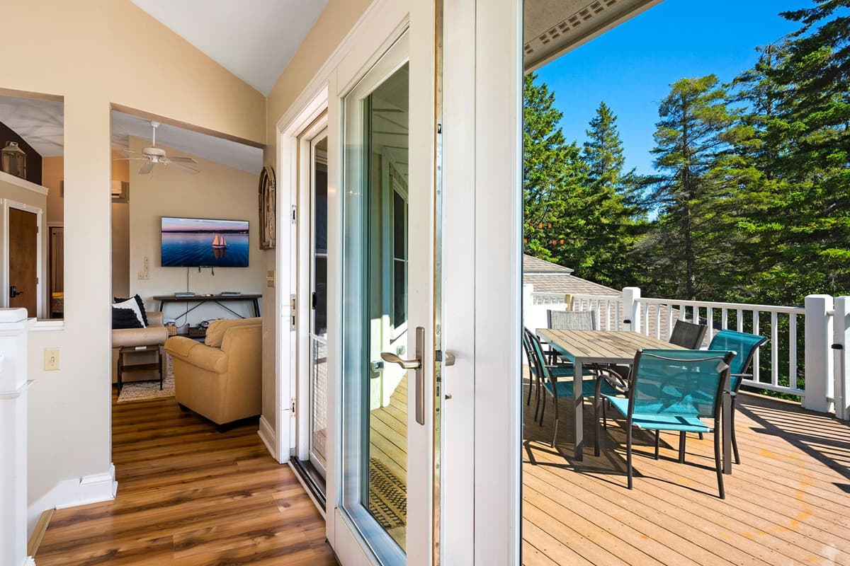 Step outside and enjoy the home’s inviting outdoor living space on the spacious deck