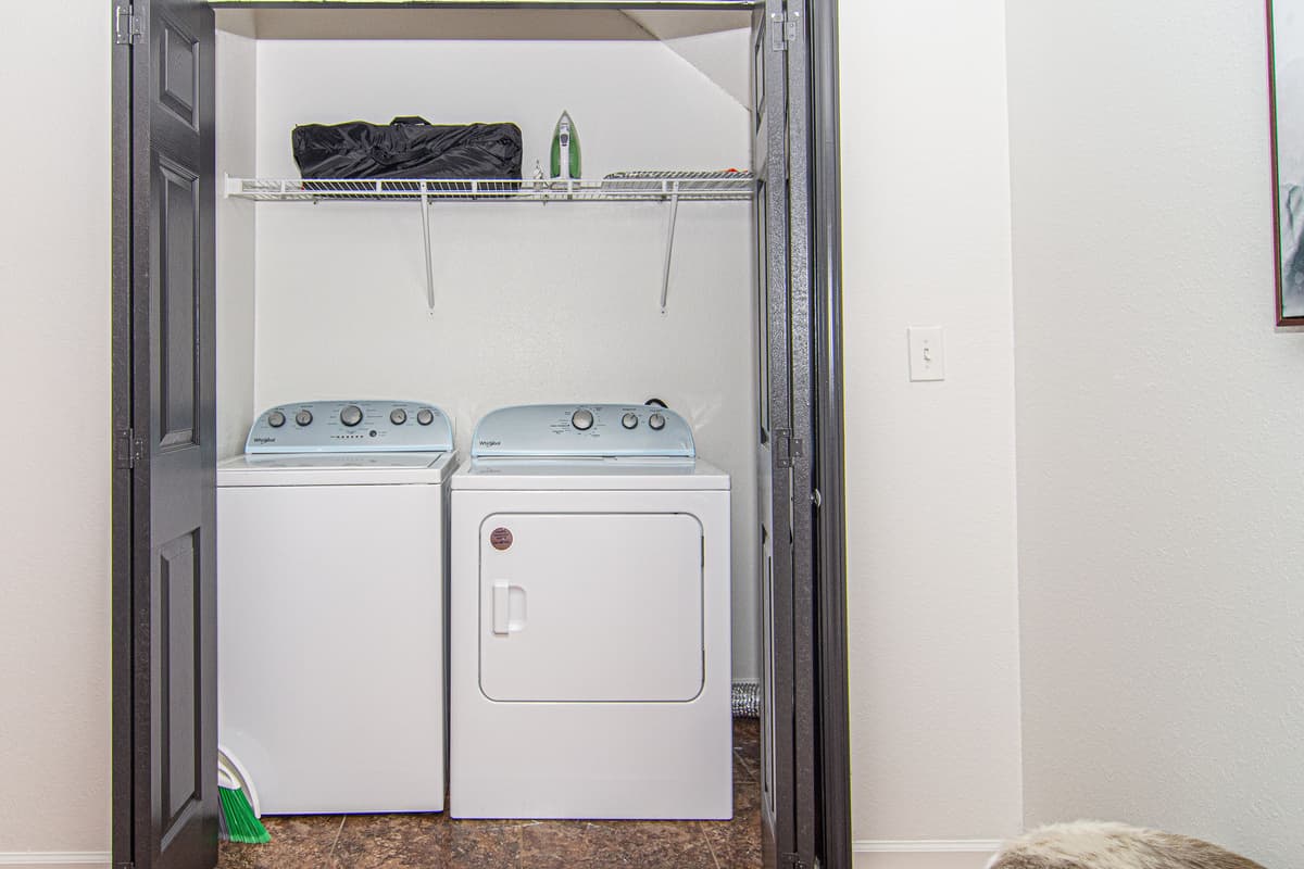 The in-unit laundry setup makes longer stays even easier.