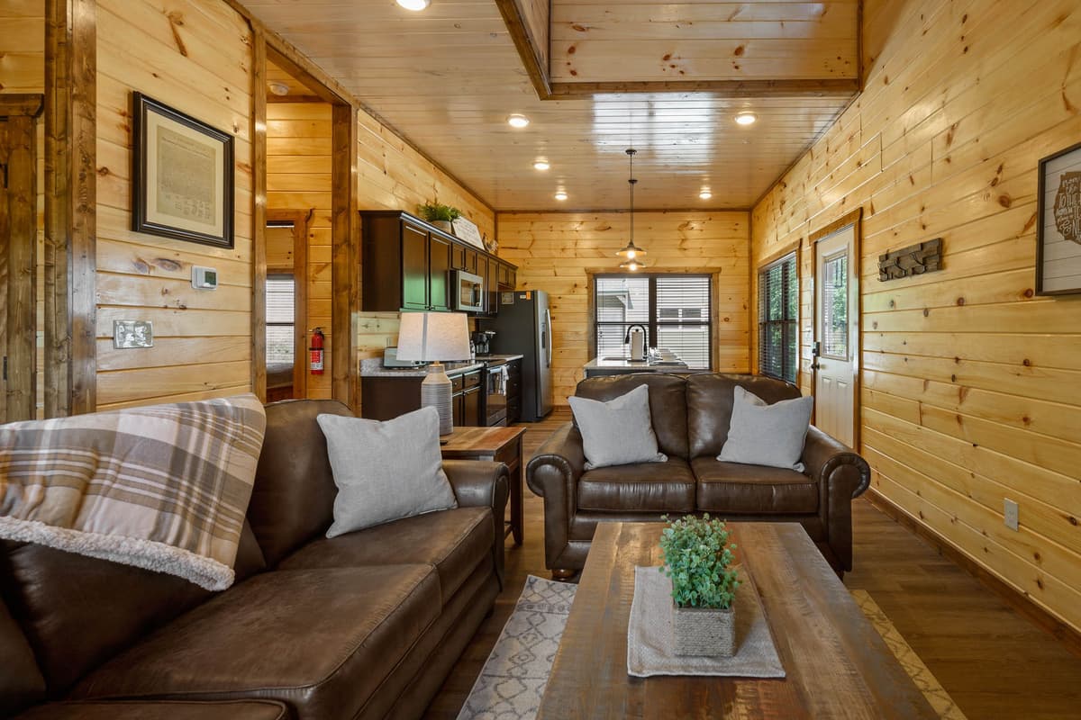 Settle into the cozy living room, designed for relaxing after a day of Smoky Mountain adventures.