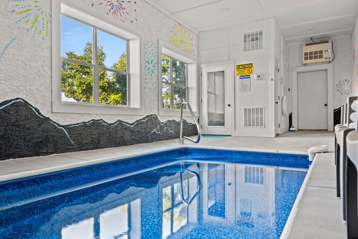 Enjoy year-round fun in the cabin’s inviting indoor heated pool.