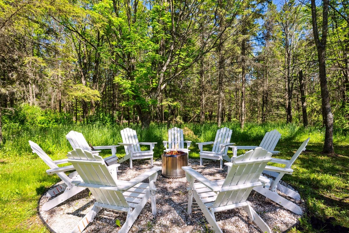 Our backyard space made more cozy with an outdoor fireplace