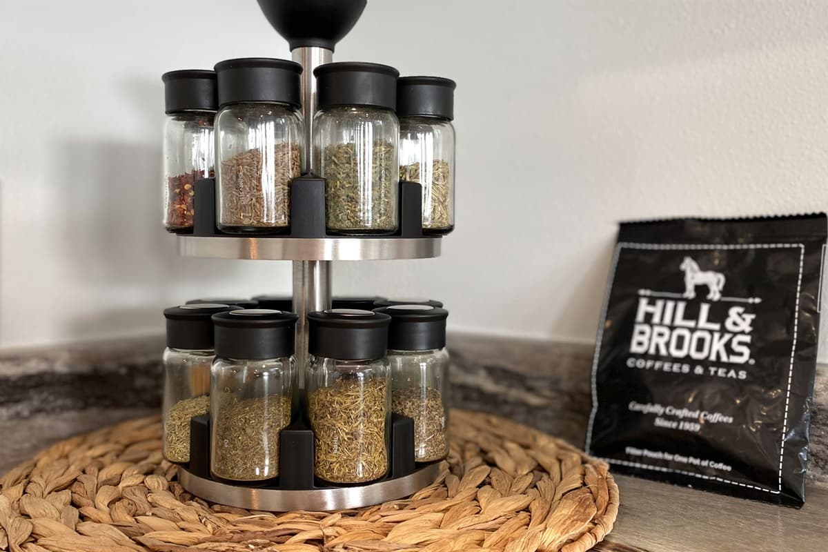 Don’t forget to check out our spice rack, fully stocked to enhance your culinary creations!