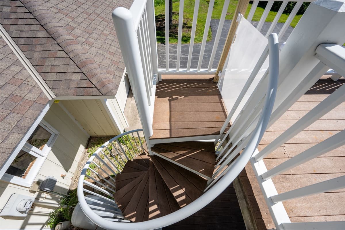 Outdoor staircase going to the upper deck